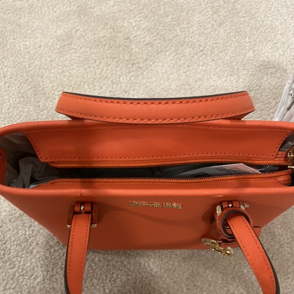 Michael Kors Jet Set Travel 35T9GTVT0L XS Convertible Top Zip Tote Tangerine - Picture 10 of 16